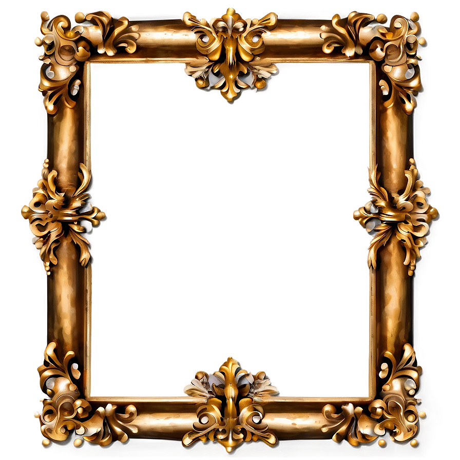 Vintage Gold Frame Design Png Rxt7