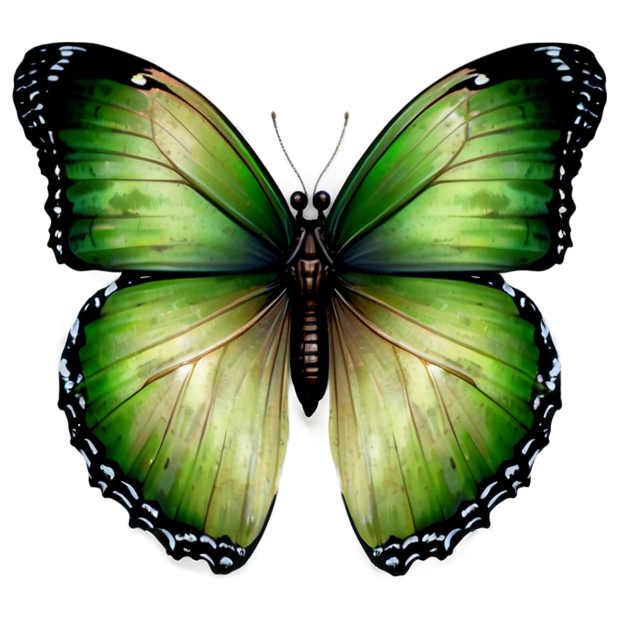 Vintage Green Butterfly Png 06202024