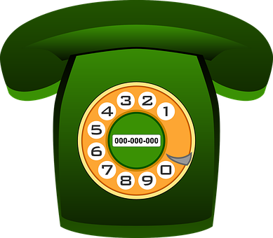 Vintage Green Rotary Phone Illustration