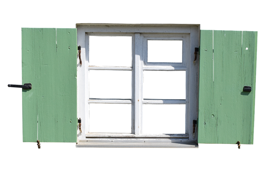 Vintage Green Shutters Window