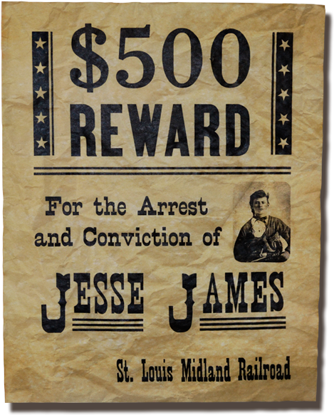 Vintage Jesse James Reward Poster