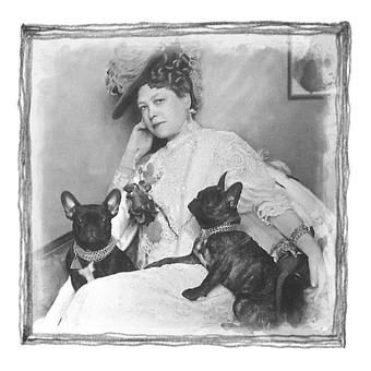 Vintage Ladywith French Bulldogs