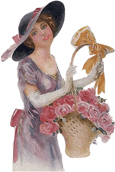 Vintage Ladywith Roses