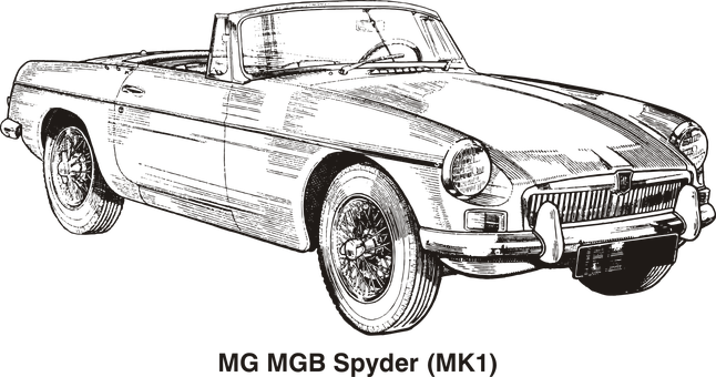 Vintage M G M G B Spyder Outline