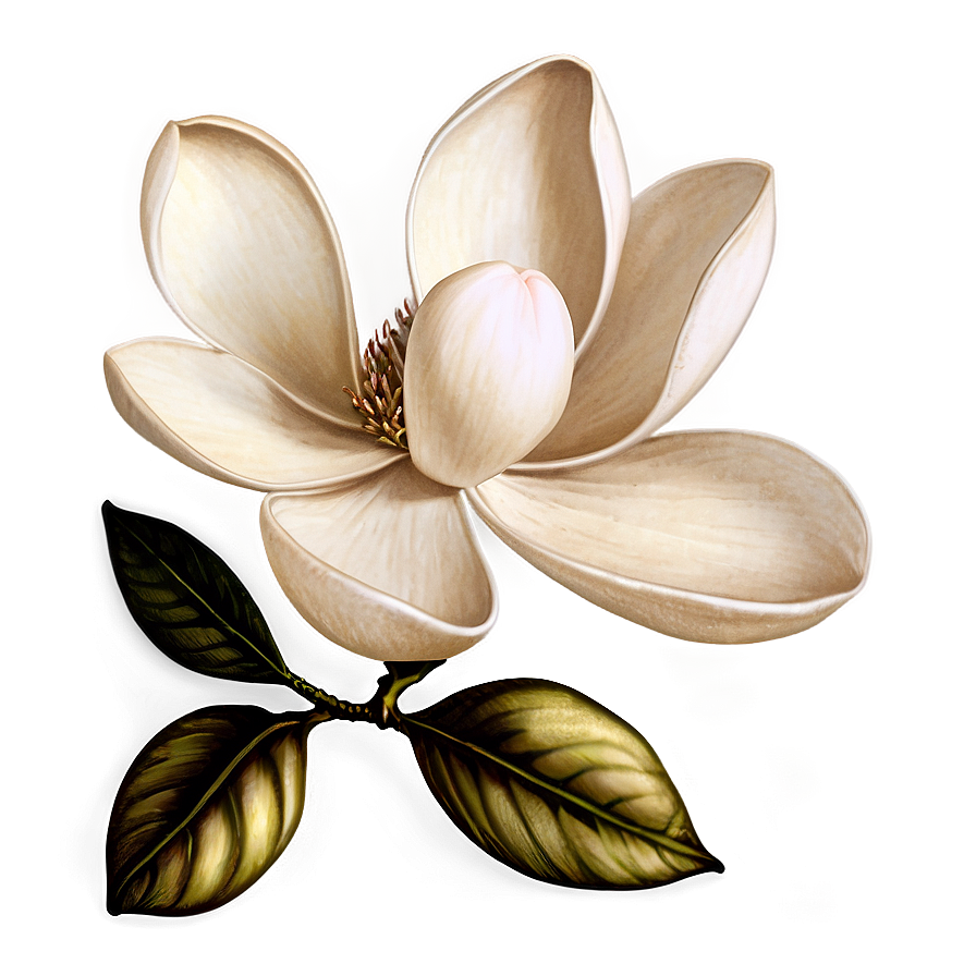 Vintage Magnolia Flower Sketch Png Pdr39