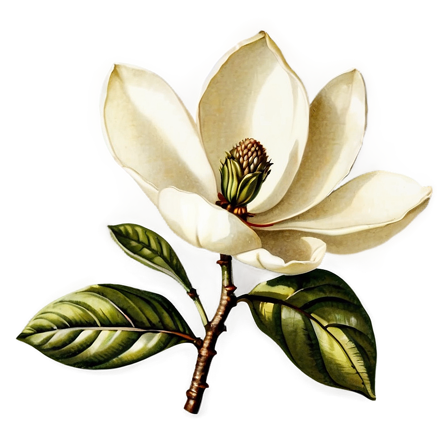 Vintage Magnolia Illustration Png 06252024