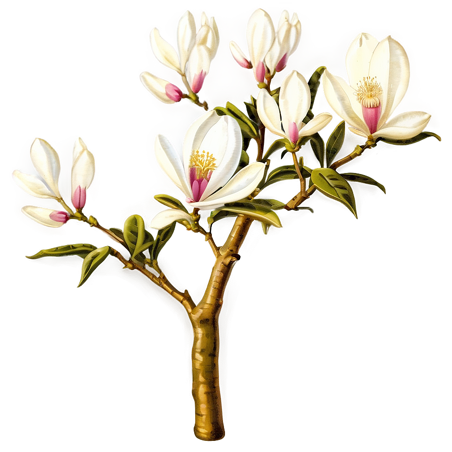 Vintage Magnolia Tree Illustration Png 06212024