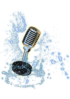 Vintage Microphone Water Splash