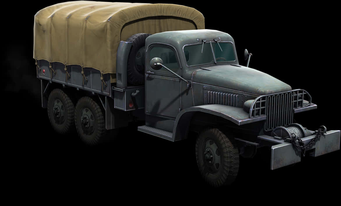 Vintage Military Truck Isolated