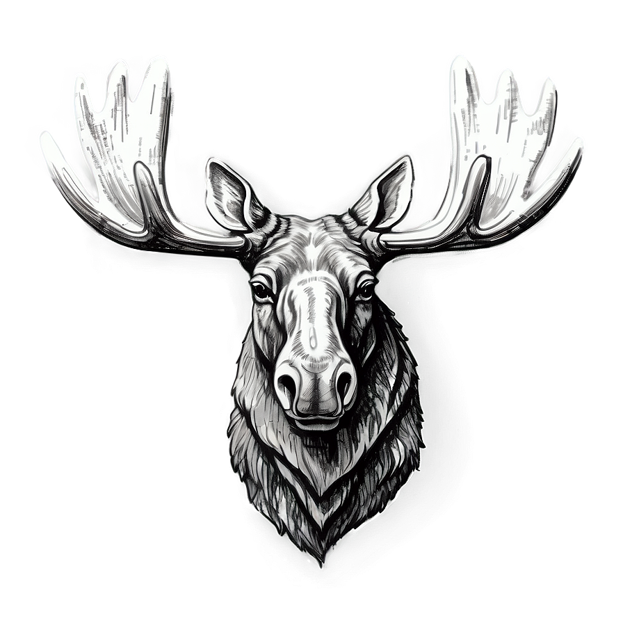 Vintage Moose Head Sketch Png Opt42