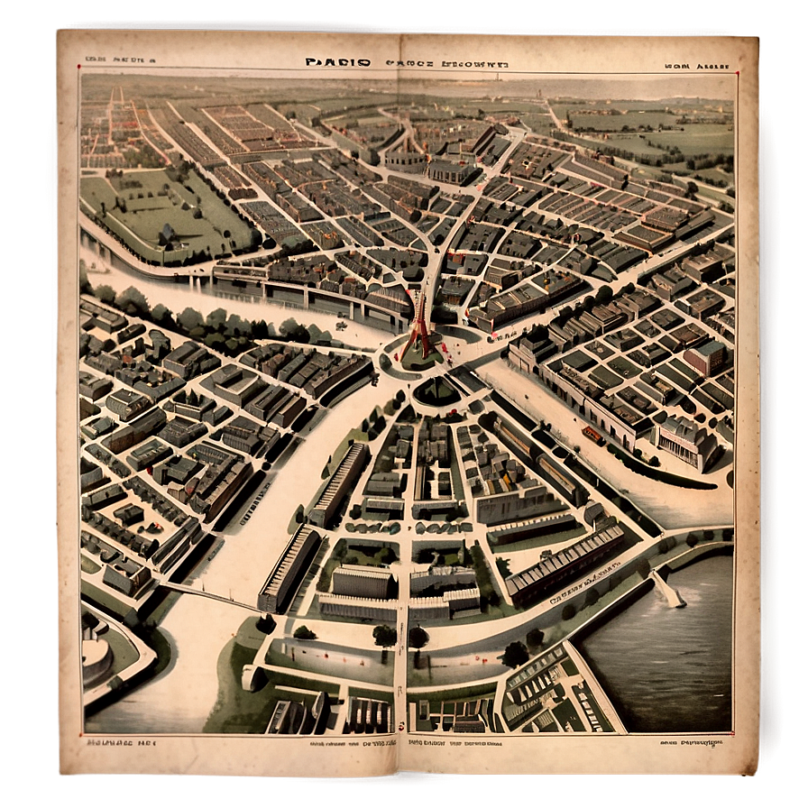 Vintage Paris Map Png 84