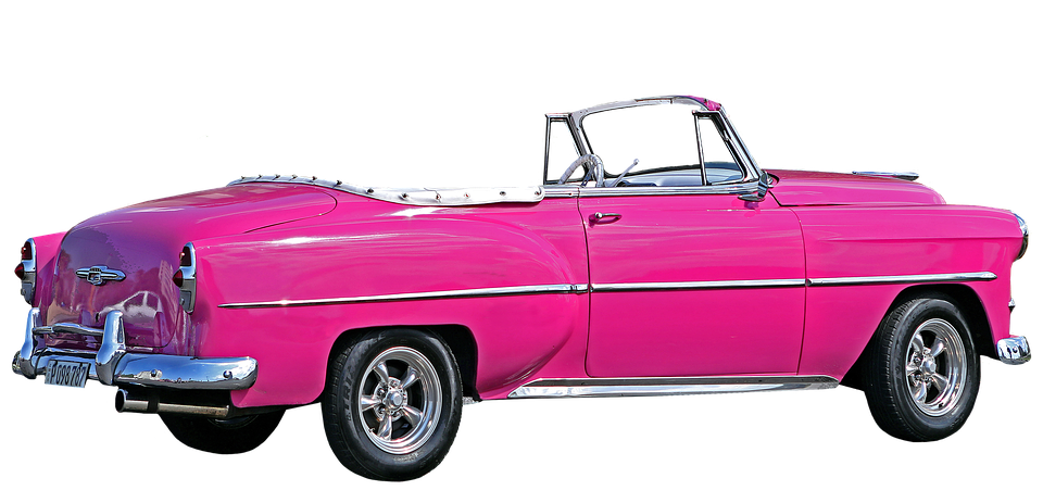 Vintage Pink Chevrolet Convertible Cuba