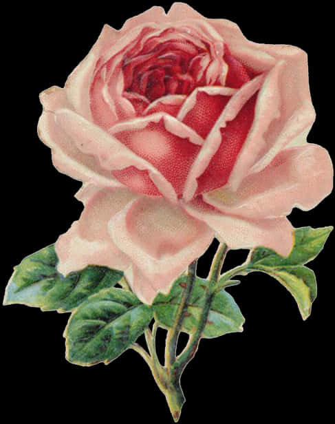 Vintage Pink Rose Illustration