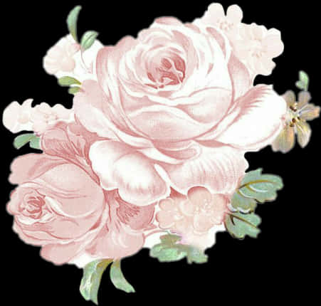 Vintage Pink Roses Illustration