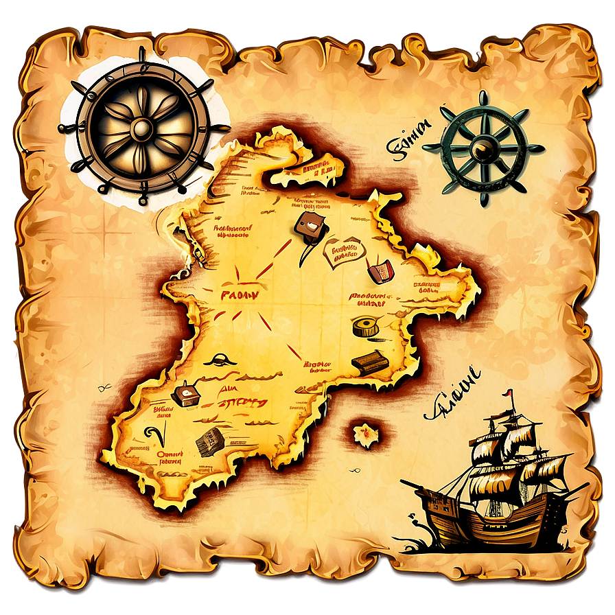 Vintage Pirate Treasure Map Png Euk