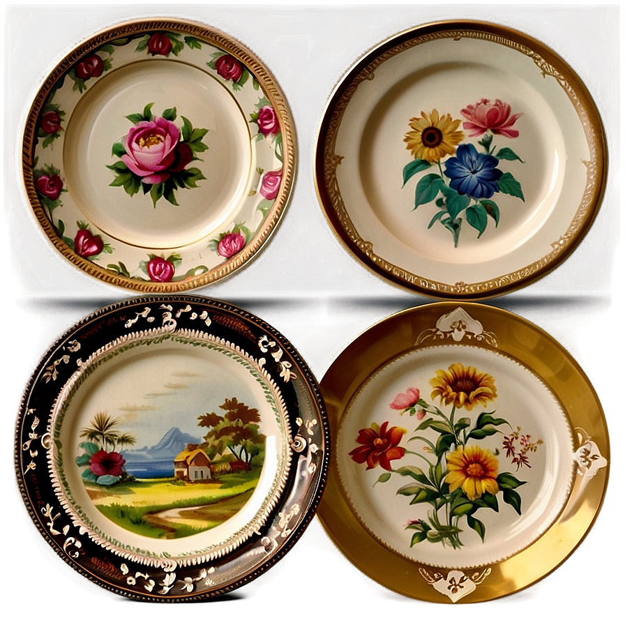 Vintage Plates Collection Png 47