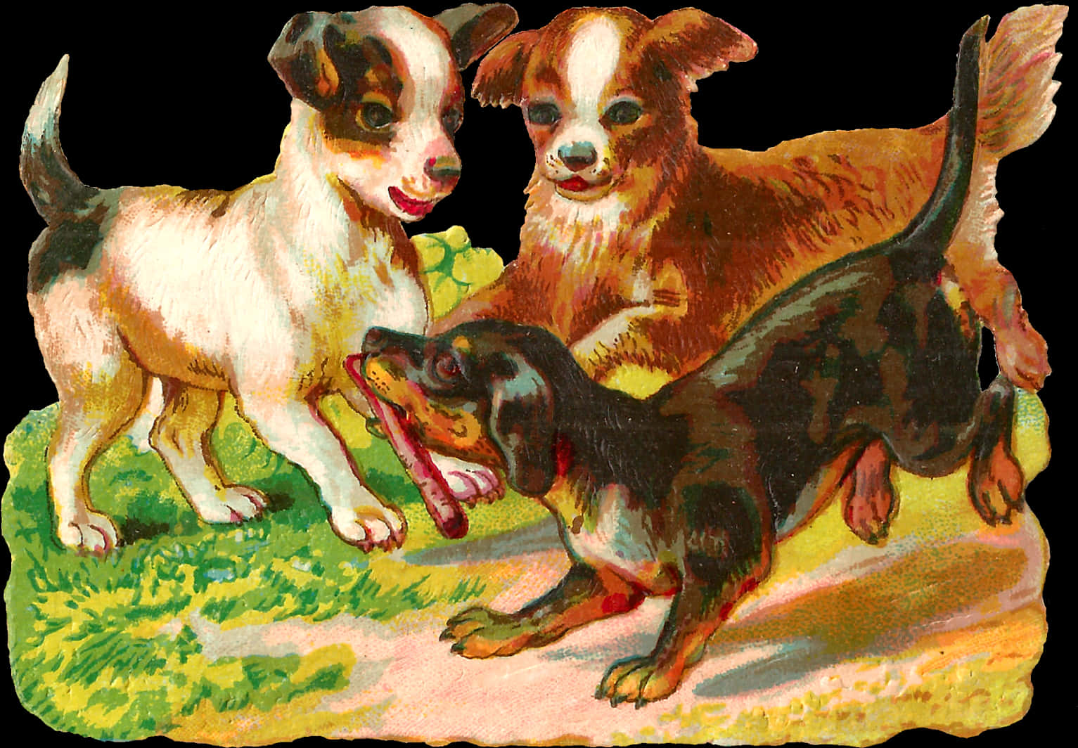 Vintage Playful Puppies