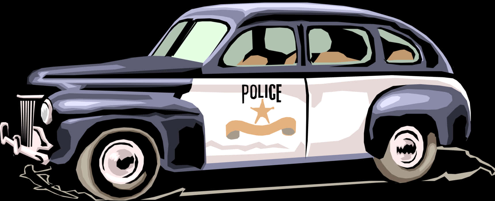 Vintage Police Car Vector Illustration