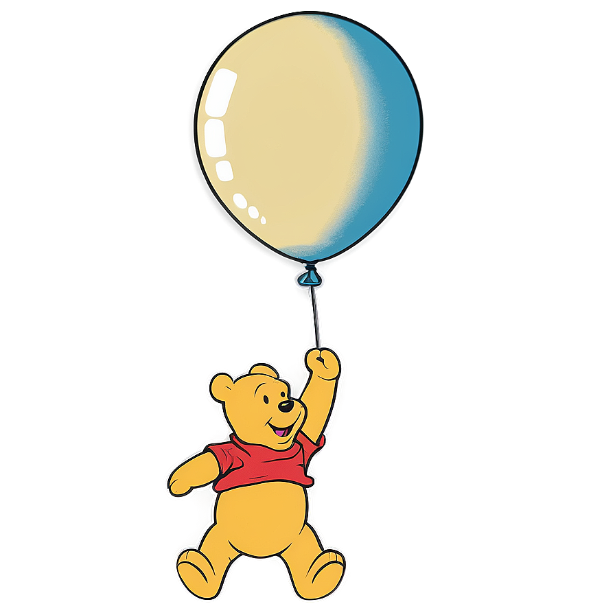 Vintage Pooh Bear And Balloon Png Bsr31