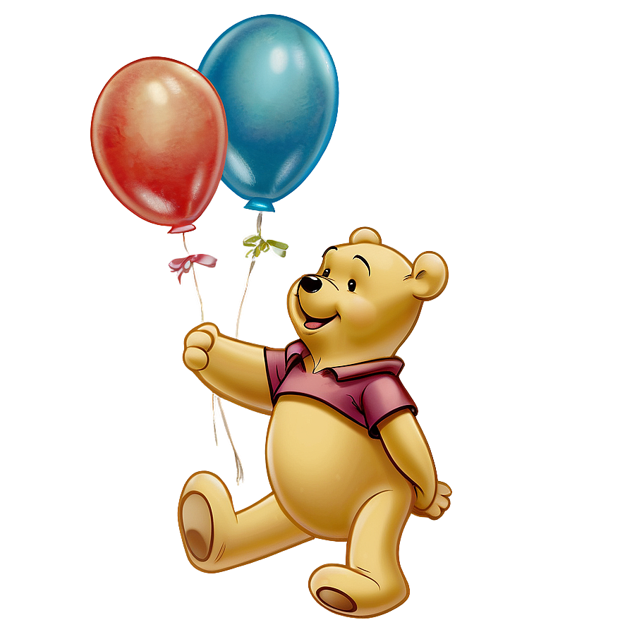 Vintage Pooh Bear And Balloon Png Hgi38