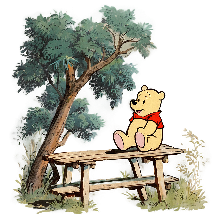 Vintage Pooh Bear Scene Png 06292024