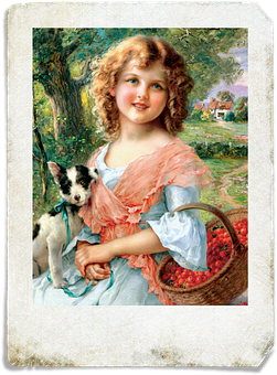 Vintage Portrait Girl With Dog