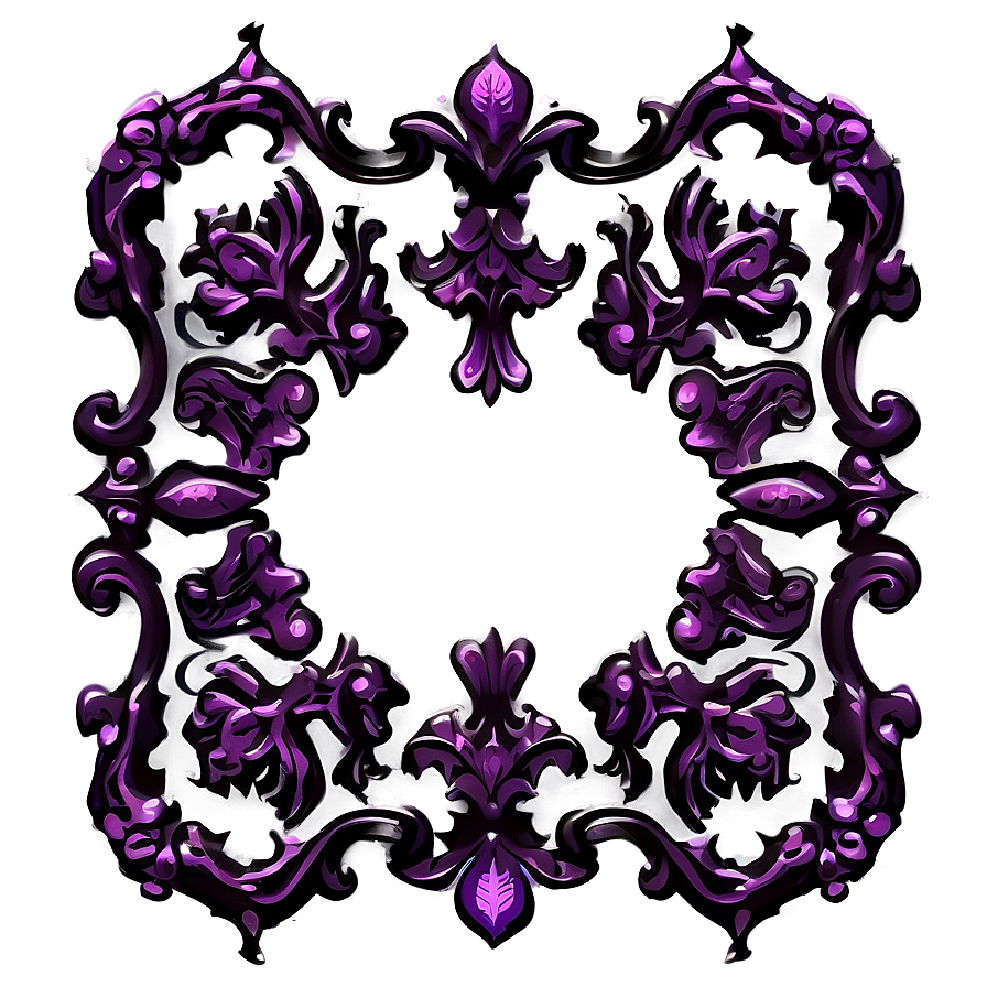 Vintage Purple Scroll Border Png 06262024