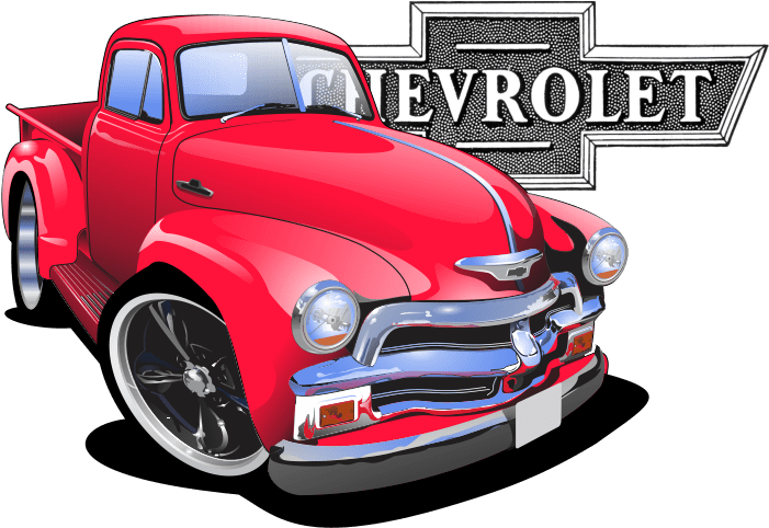 Vintage Red Chevrolet Truck Illustration