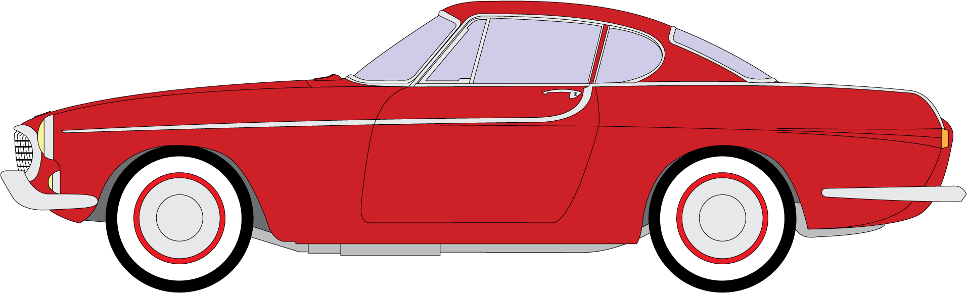 Vintage Red Coupe Classic Car Illustration