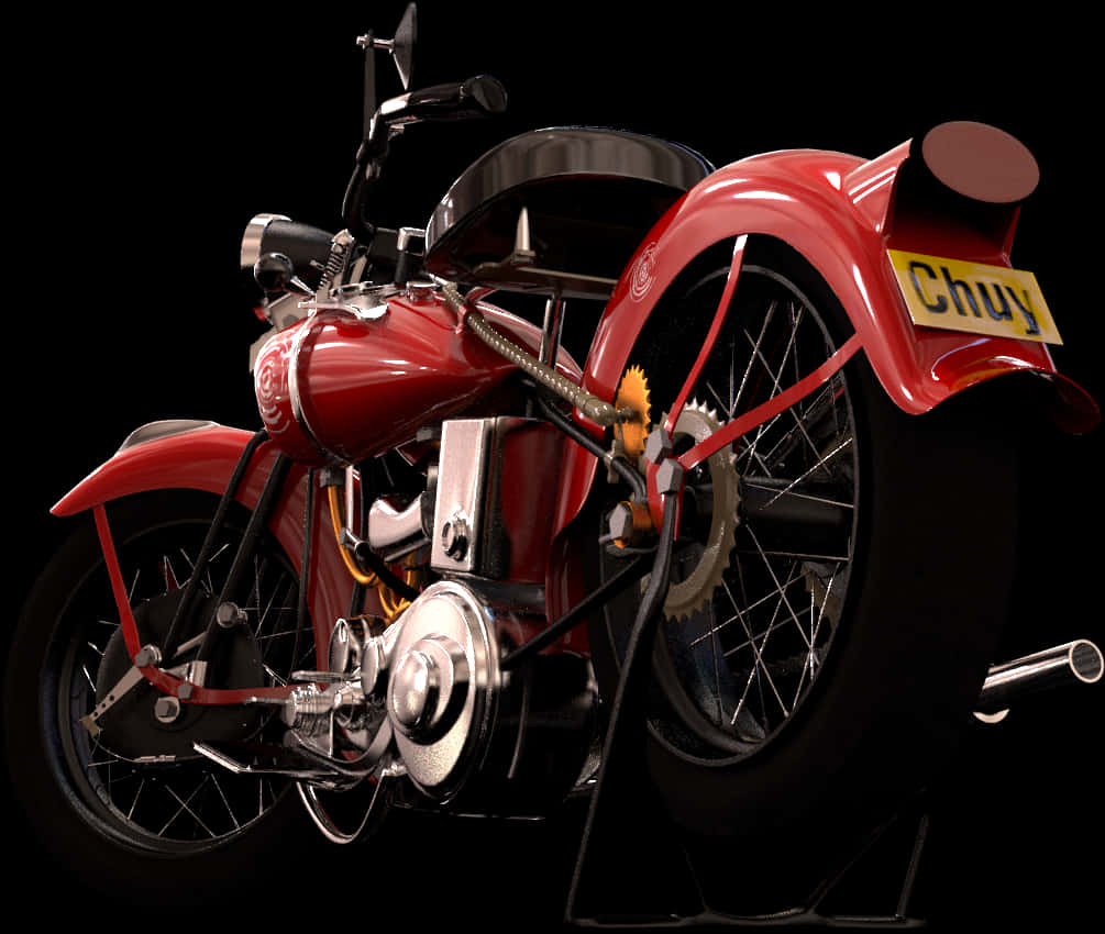 Vintage Red Motorcycle Black Background