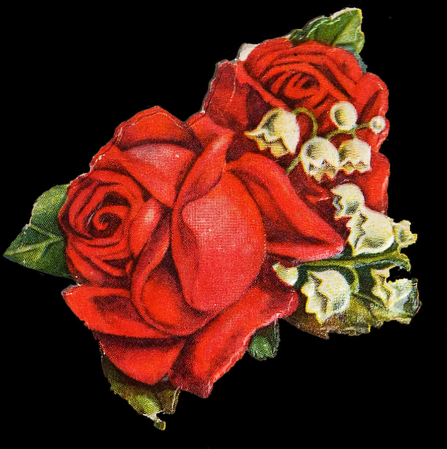 Vintage Red Roses Illustration