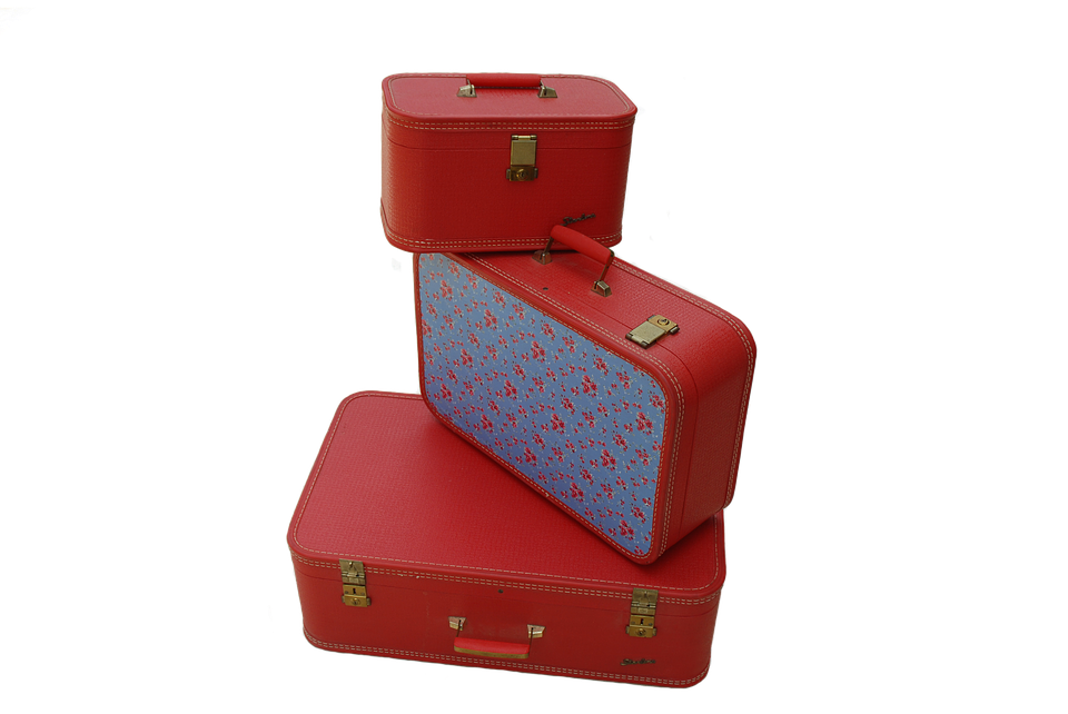 Vintage Red Suitcases Stacked