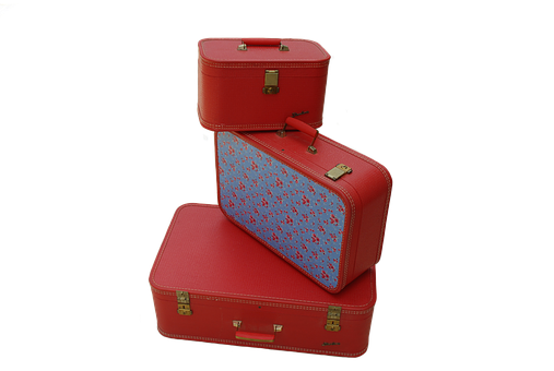 Vintage Red Suitcases Stacked