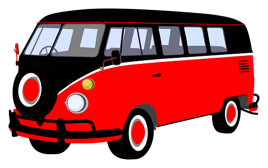 Vintage Redand Black Bus Illustration