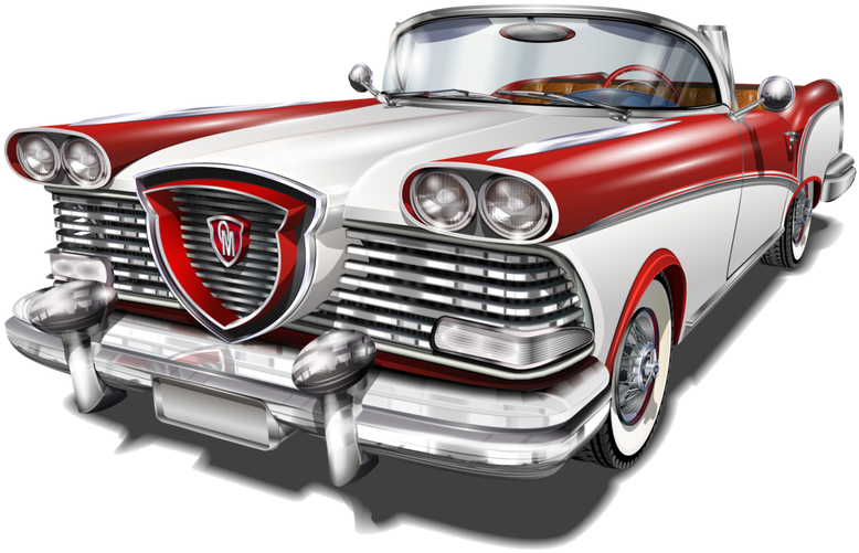 Vintage Redand White Convertible Car