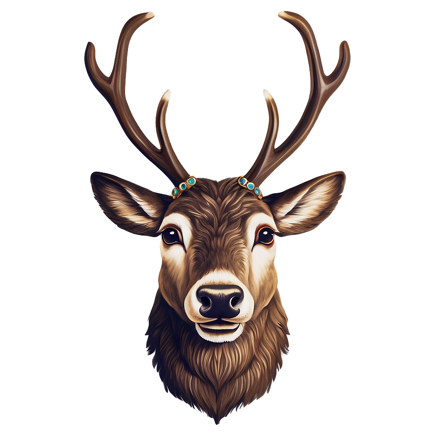 Vintage Reindeer Face Png Kks61