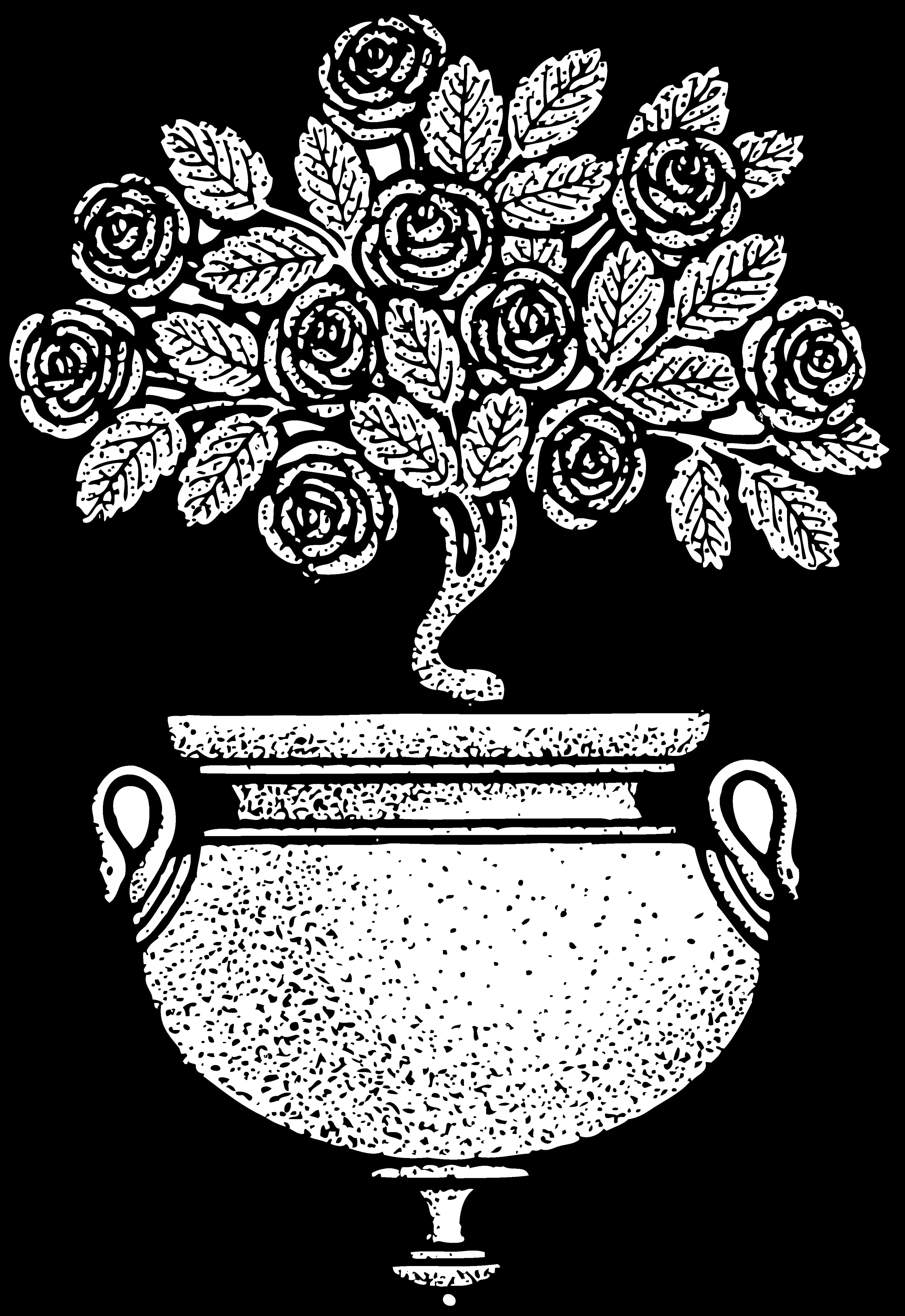 Vintage Rose Treein Flower Pot Illustration