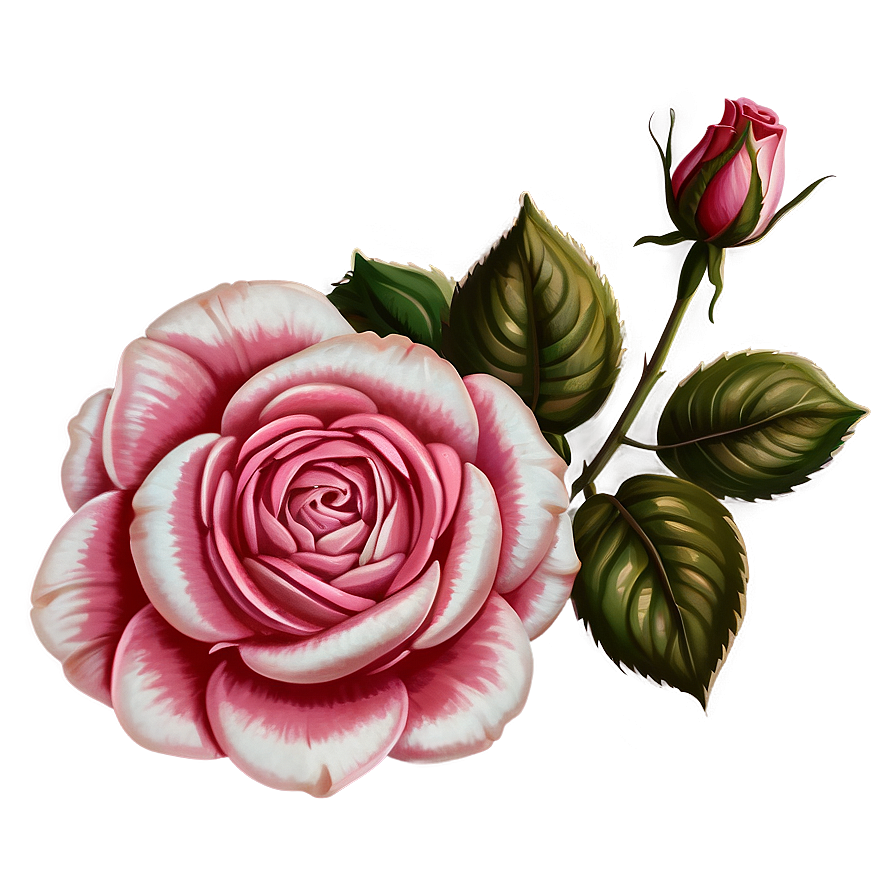 Vintage Rose Vector Print Png Ajq28