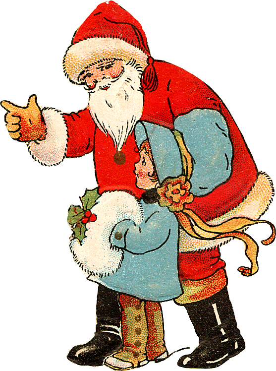 Vintage Santa Claus With Child Illustration