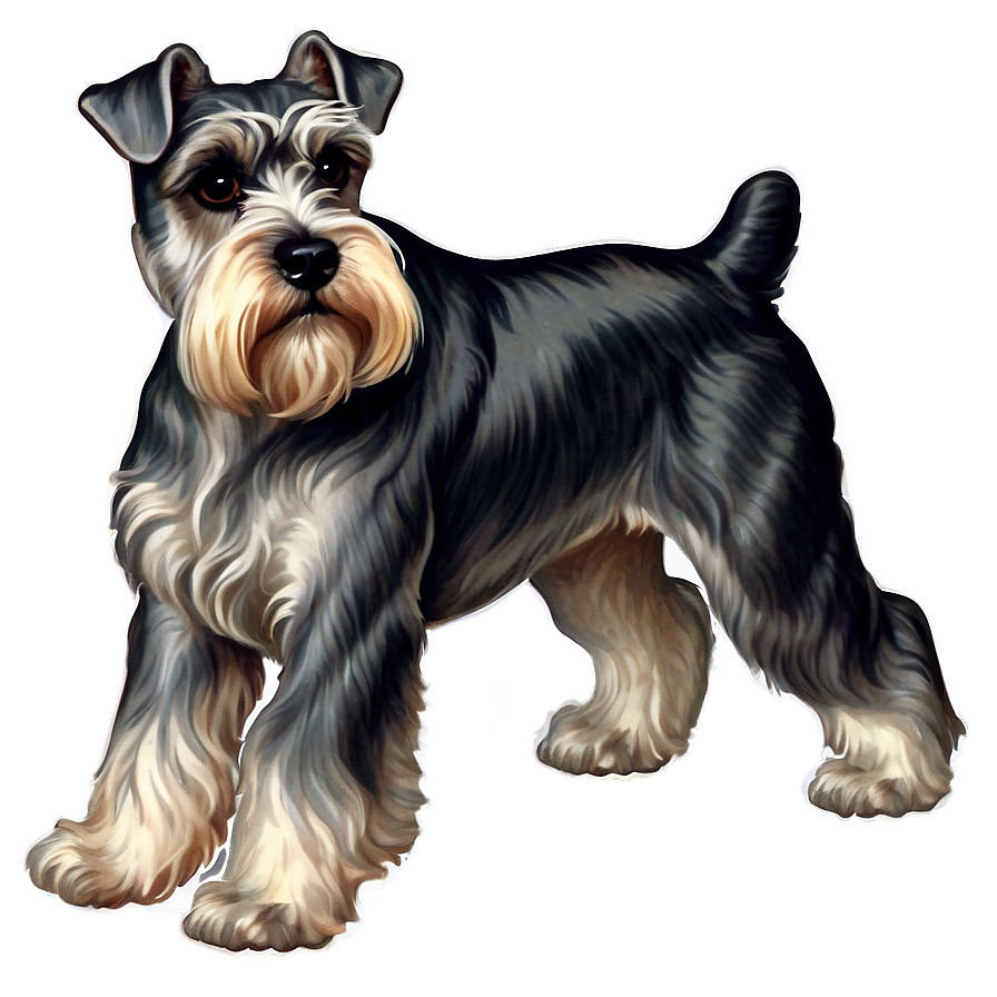 Vintage Schnauzer Illustration Png Jyx