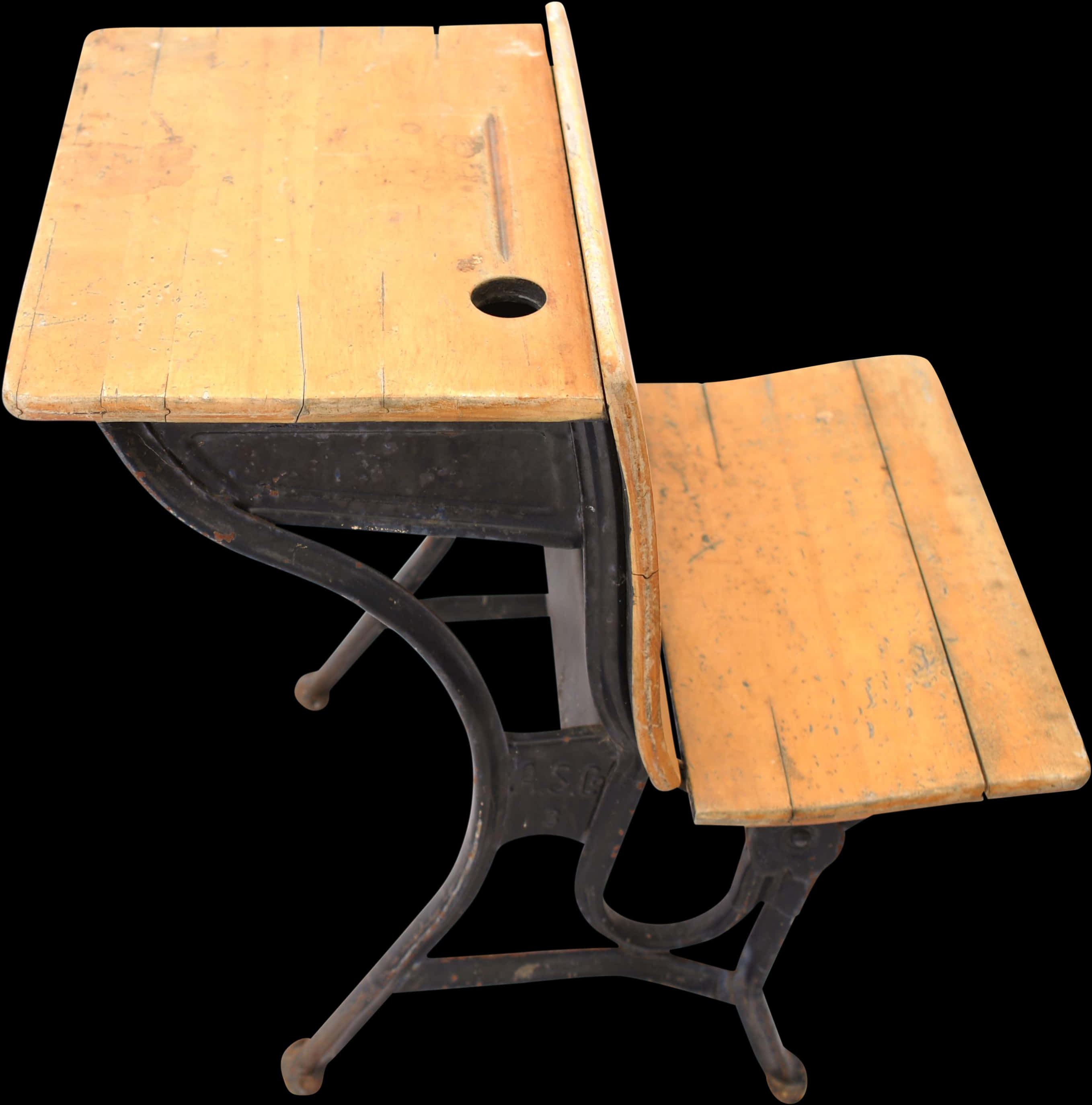 Vintage School Deskwith Attached Chair