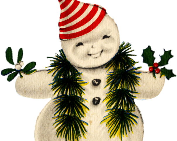 Vintage Smiling Snowman Clipart