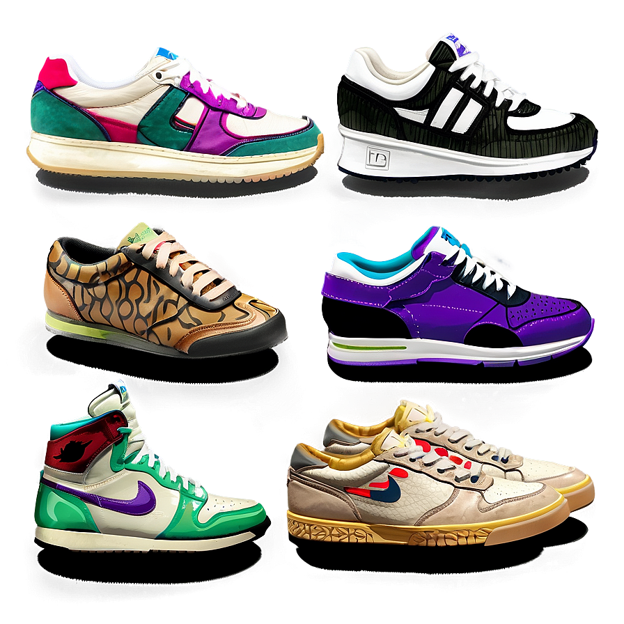 Vintage Sneaker Collection Png Oft