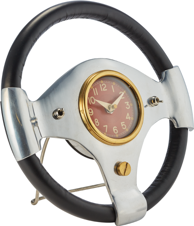 Vintage Steering Wheel With Clock