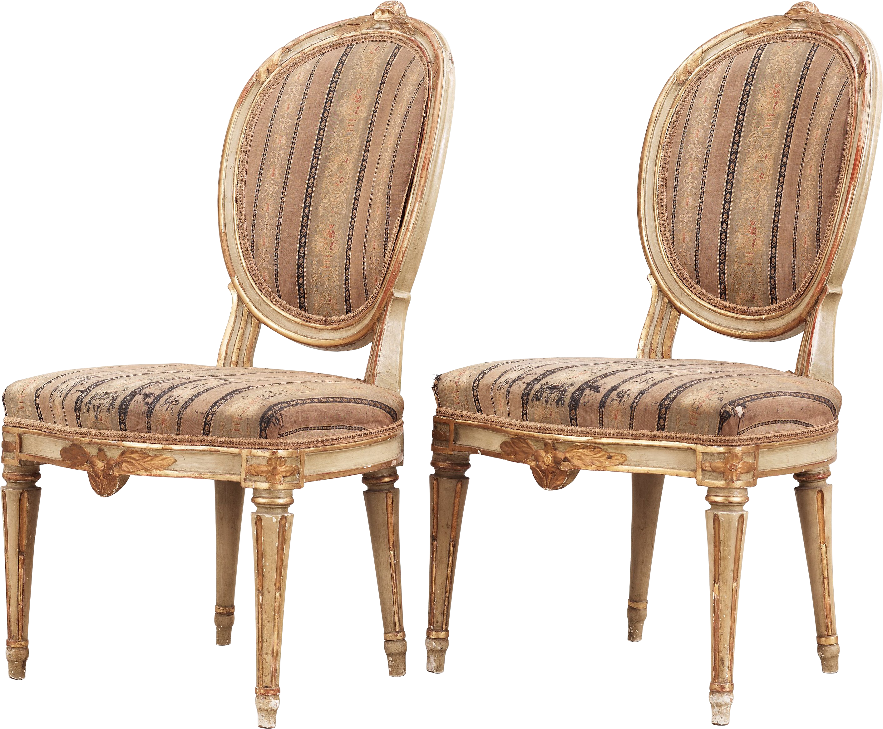 Vintage Striped French Chairs Transparent Background