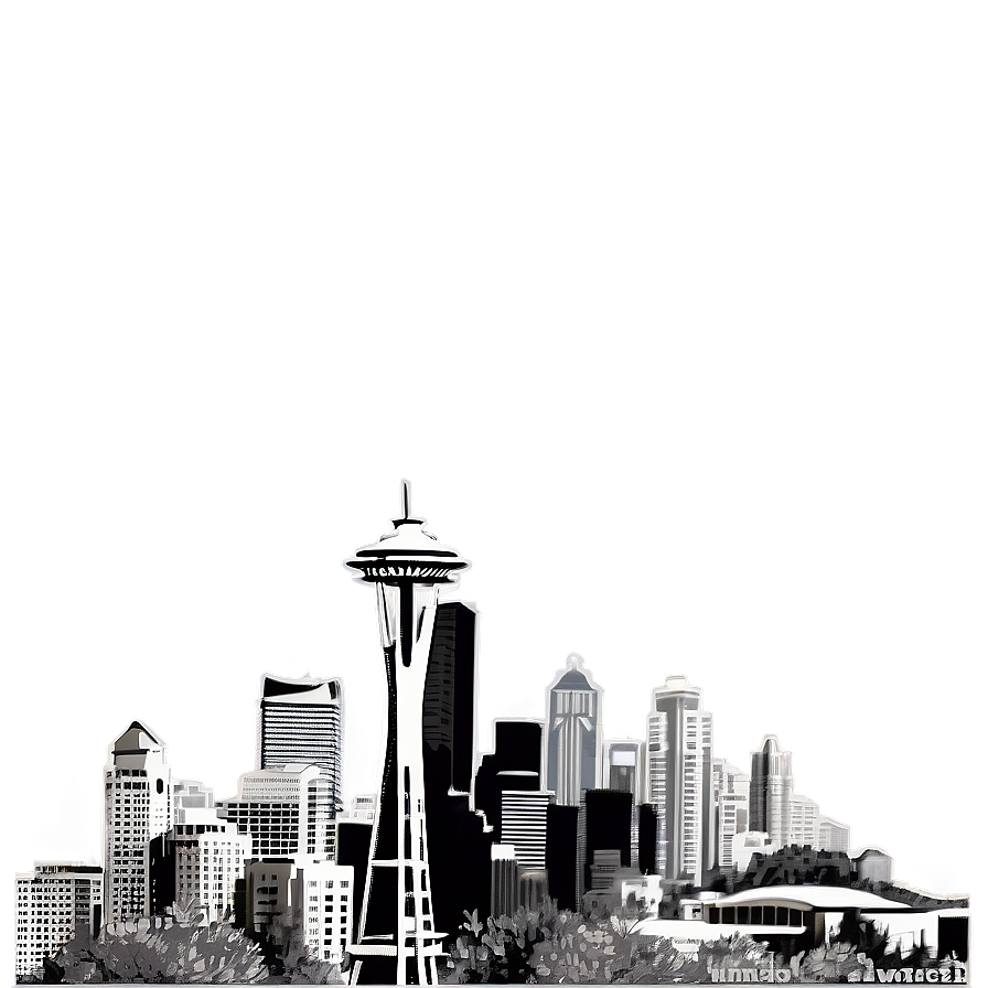 Vintage Style Seattle Skyline Png 06252024