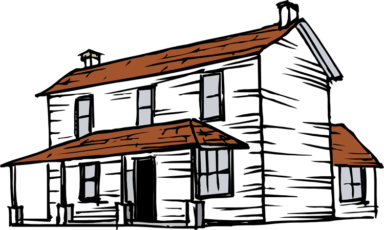 Vintage Style Two Story House Clipart