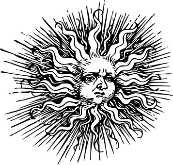 Vintage Sun Face Illustration