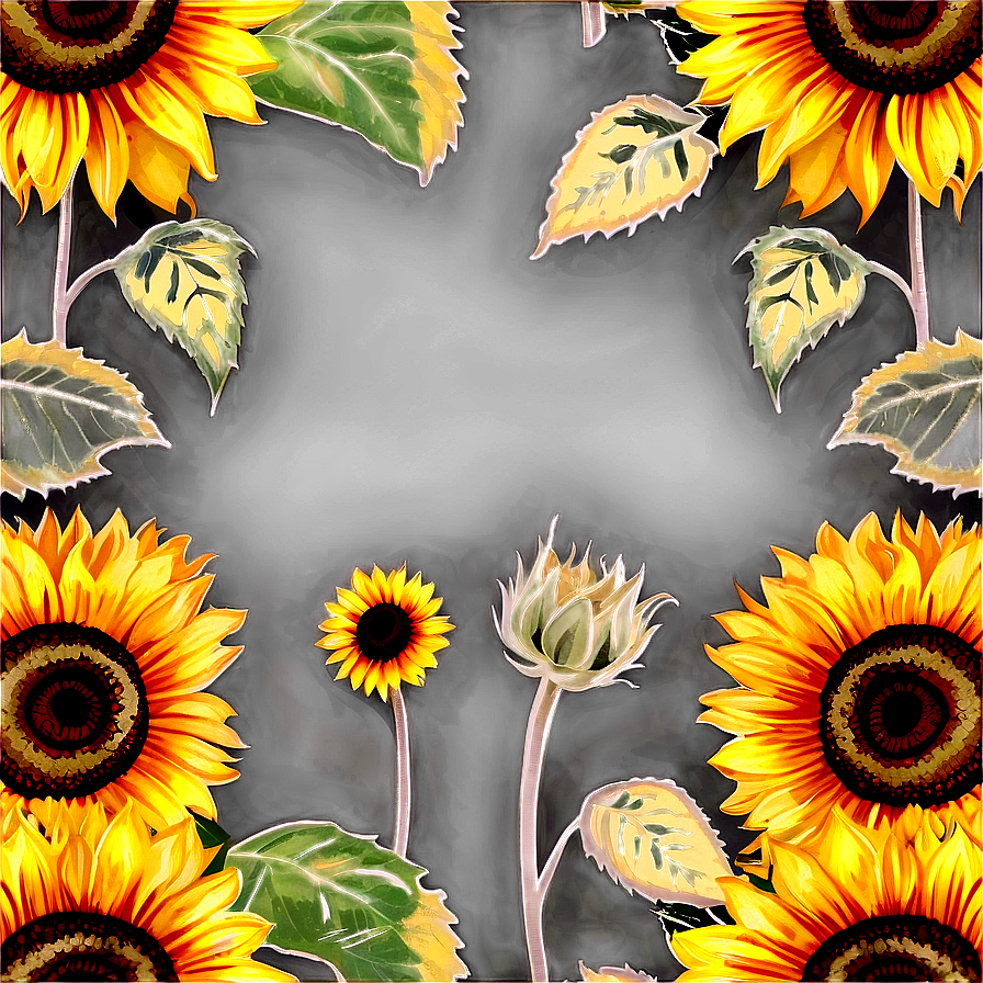 Vintage Sunflower Pattern Png 99