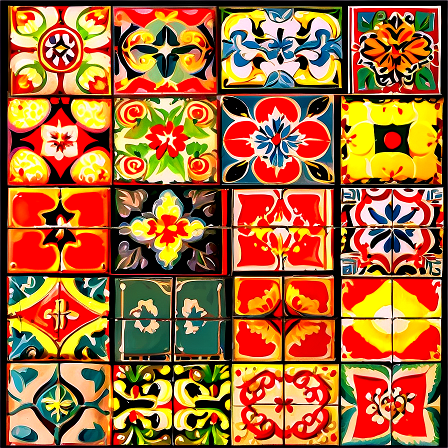 Vintage Tiles Pattern Png 90